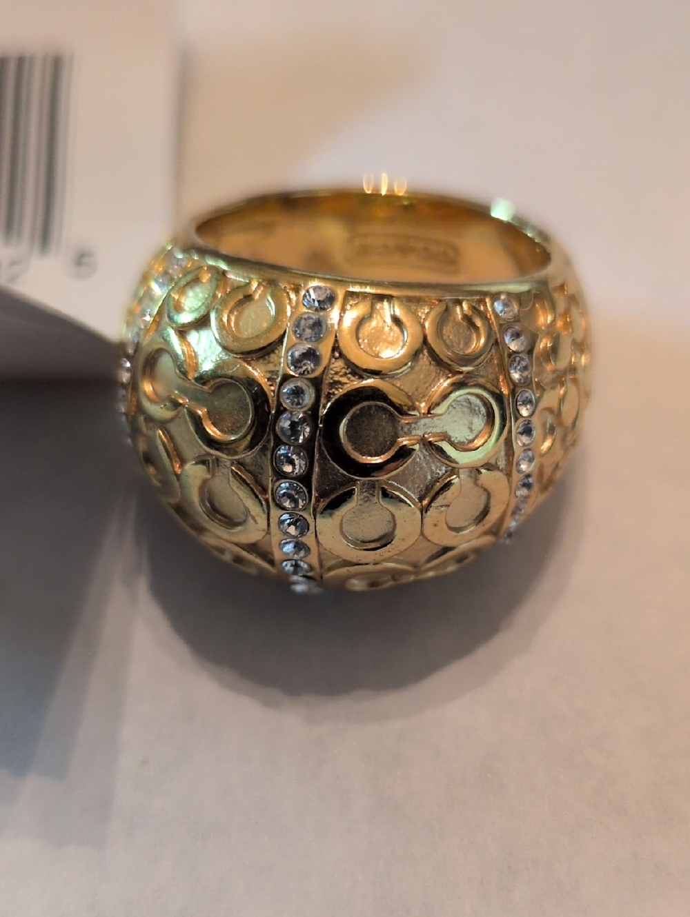 New Coach Gold 96217 PAVE PATCHWORK DOMED RING Size 7